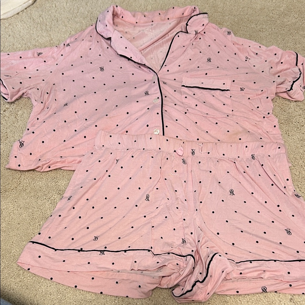 Victoria's Secret Pink and Black Dot Sleepwear